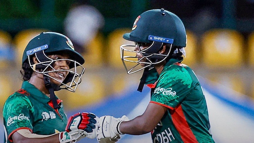 Photo: ACC : Bangladesh women's national cricket team players during a match against Thailand women in the Women's T20 Asia Cup in Dambulla on Monday.